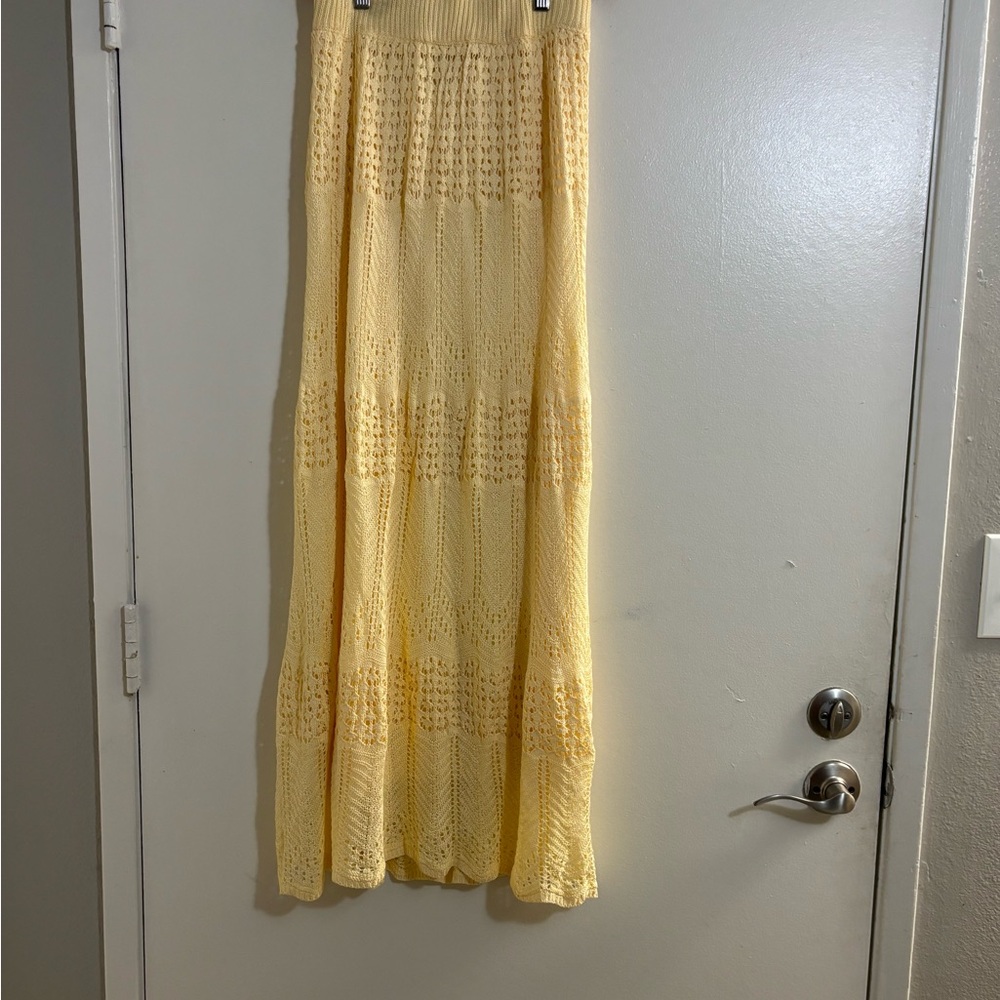 Princess Polly Yellow Knit Crochet Skirt